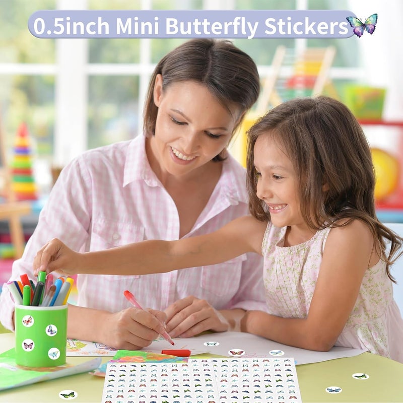 WANGHENG Starboling 2400 Pcs Small Stickers for Kids,Mini Butterflies Stickers 10 Cute Designs Adhesive Sticker for Classroom Teacher Reward Spring Home Room Butterfly Theme Party Favor,0.5in（Butterfly） Multi-budget available picks - Image 4
