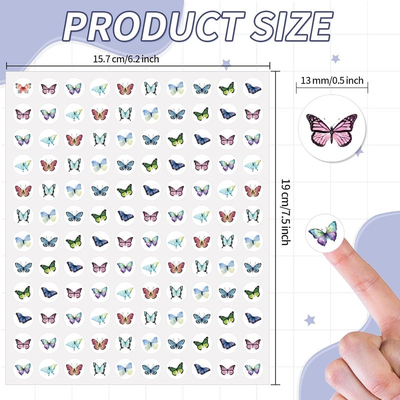 WANGHENG Starboling 2400 Pcs Small Stickers for Kids,Mini Butterflies Stickers 10 Cute Designs Adhesive Sticker for Classroom Teacher Reward Spring Home Room Butterfly Theme Party Favor,0.5in（Butterfly） Multi-budget available picks - Image 2