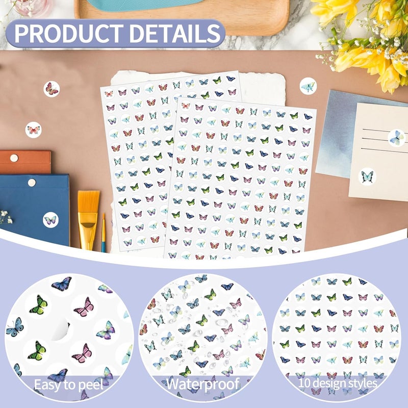 WANGHENG Starboling 2400 Pcs Small Stickers for Kids,Mini Butterflies Stickers 10 Cute Designs Adhesive Sticker for Classroom Teacher Reward Spring Home Room Butterfly Theme Party Favor,0.5in（Butterfly） Multi-budget available picks - Image 3