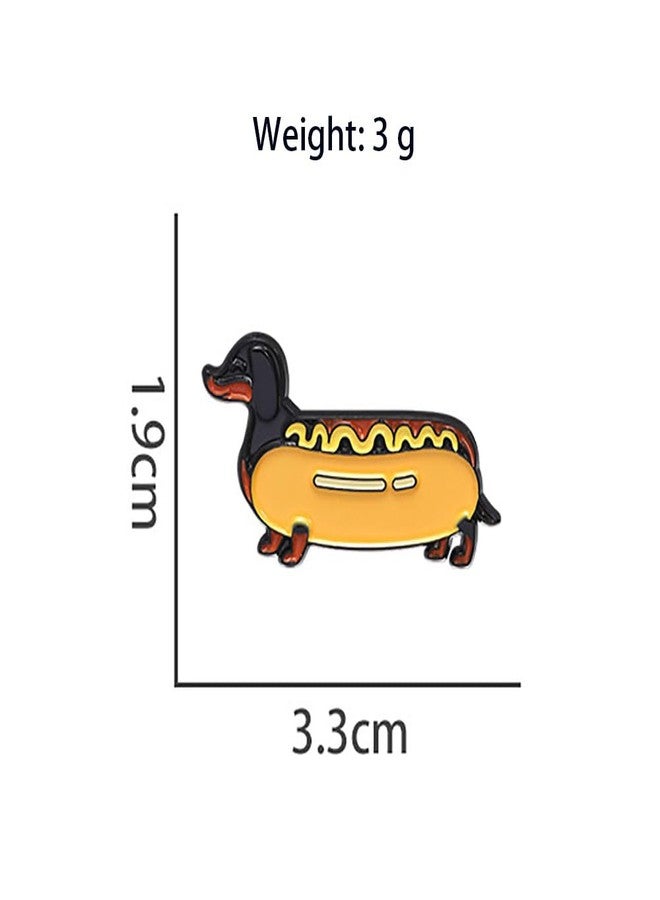 Cykdohy Hot Dog Dachshund Brooch Enamel Pin for Women Girls Funny Cute Animal Lapel Pins Cartoon Novelty Fastfood Badge Creative Food Brooches Backpack Clothes Hat Jacket Decoration Friendship Gift - Image 4