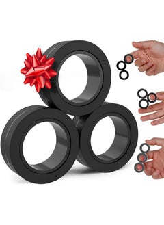 BUNMO BUNMO Stocking Stuffers for Teens - Magnetic Rings - Fidget Toys Adults - Magnetic Fidget Rings - Stocking Stuffers for Adults - Addictive Fidget Toy for Boys & Girls - Great Teen Gift - Black  - Image 1