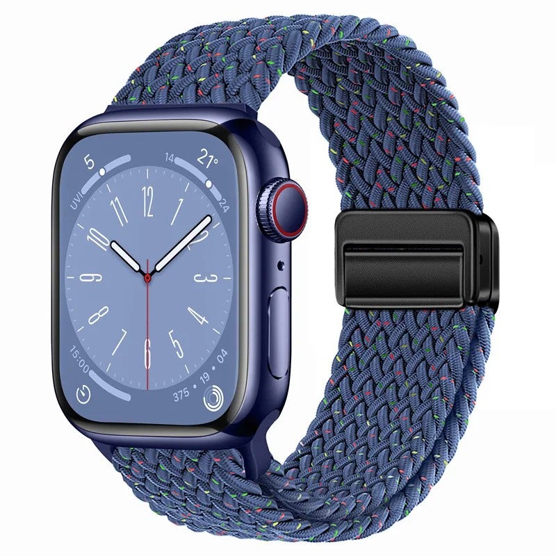 Bluejw New Magnetic Nylon Braided Loop Strap for Apple Watch Series 9 8 – Replace the Watch Strap with Elastic Bracelet & 49mm Metal Buckle Band for Women - Image 1