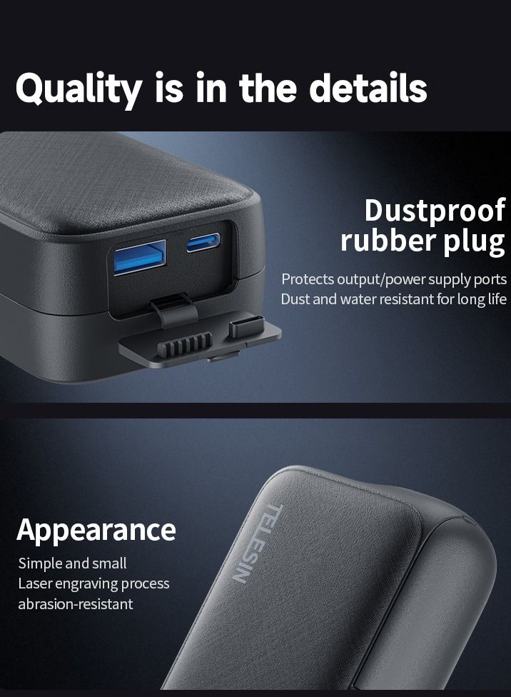 TELESIN Storage Charging Box Power Bank for GoPro HERO 11 10 9 8 7 6 5 Battery