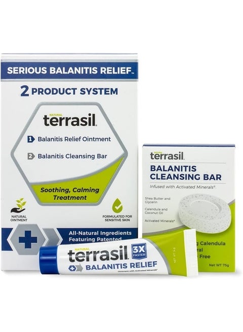 Balanitis Relief + Cleansing Soap 2-Product Kit – Balanitis Treatment for Men, Natural Foreskin Ointment for Balanitis Symptoms: Itch & Irritation. Dermatologist Tested (14g Tube + Soap Bar)