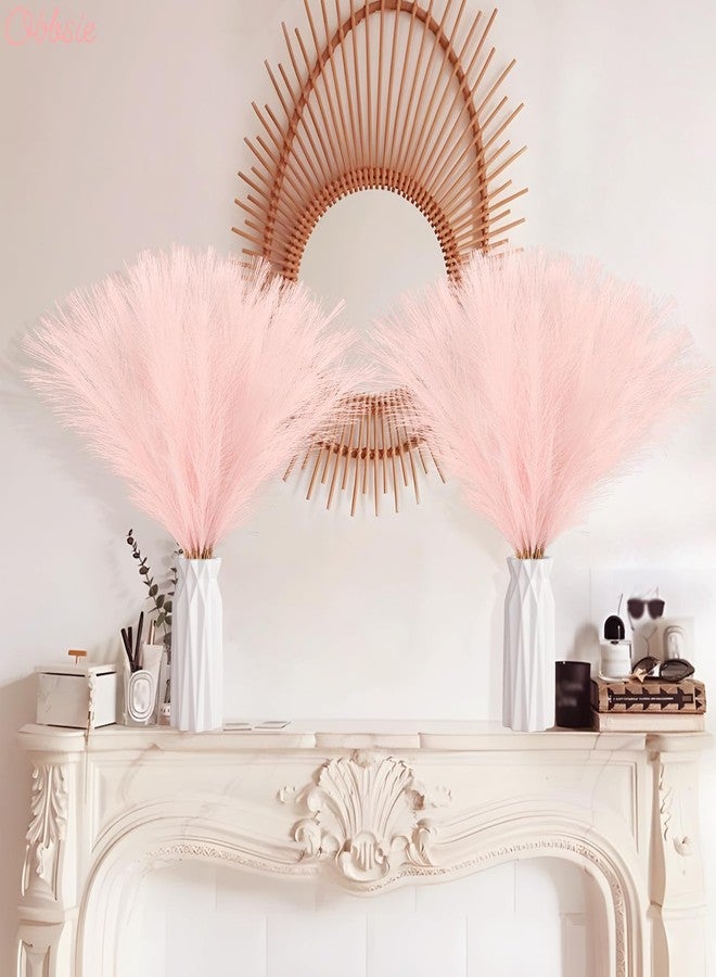 obbsie 50pcs Pink Faux Pampas Grass Decor, 21.6" Short Artificial Floral Branches Vase Filler Flower Arrangement for Home Wedding Boho Outdoor Decor - Image 3