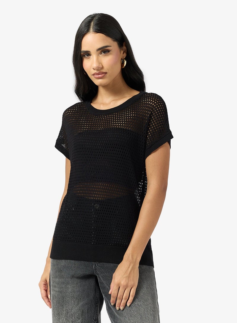 Ginger Knitted Openwork Top - Image 1