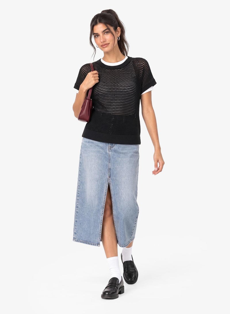 Ginger Knitted Openwork Top - Image 1