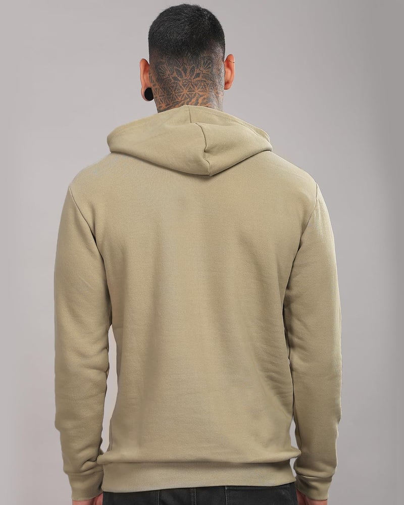 ADRO Men’s Regular Fit 320 GSM Cotton Blend Fleece Hoodie | Soft Feel Heavyweight Sweatshirt with Kangaroo Pocket & Drawstring Hood | H24-M-PLN-BE-M Beige - Image 3