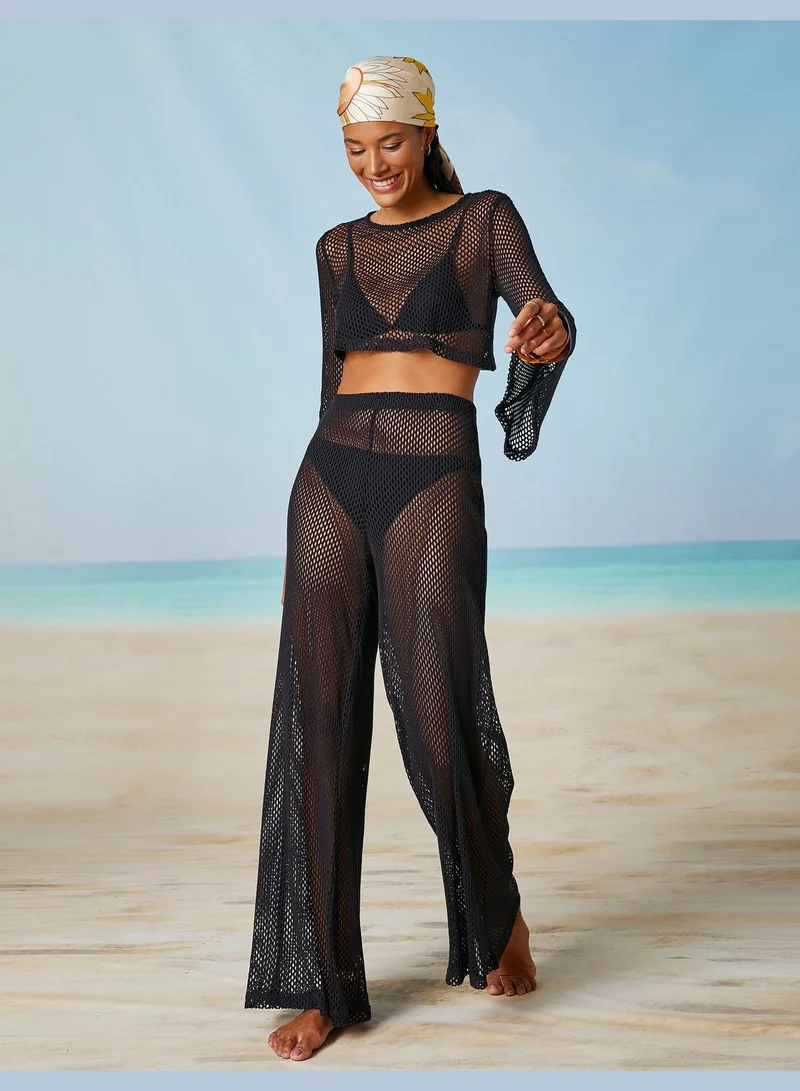 KOTON Tissued Fishnet Trousers