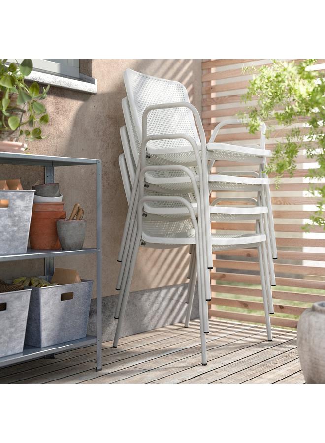 زبون كرسي مع مساند للذراعين، خارجي، أبيض - Image 4