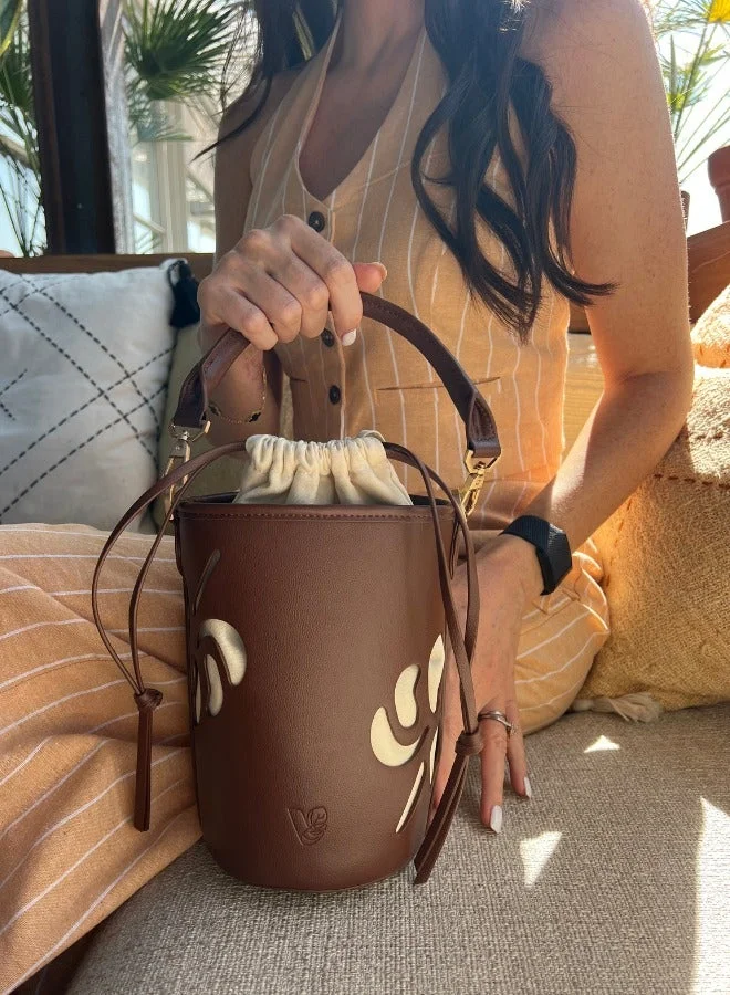 Veganologie Bucket Bag in Brown Made From 2 Bamboo Stems