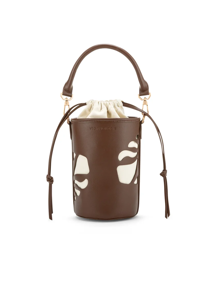 فيجانولوجي Bucket Bag in Brown Made From 2 Bamboo Stems