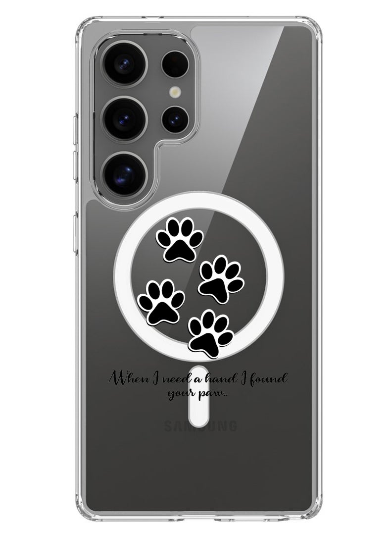 Theodor Magnetic Case for Samsung Galaxy S25 Ultra 6.9-inch Compatible with MagSafe Wireless Charging, Shockproof Phone Bumper Cover paw print - Image 1