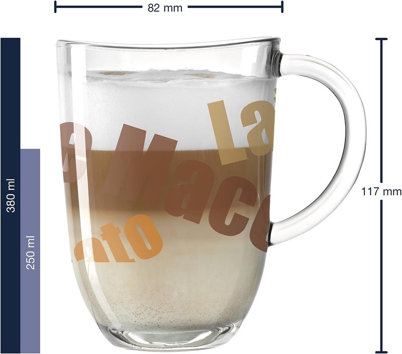 Leonardo Napoli 024236 Latte Macchiato Cups, Set of 6, Dishwasher-Safe Coffee Cups with Motif, Glass Cup with Handle, Microwave-Safe, 380 ml - Image 3