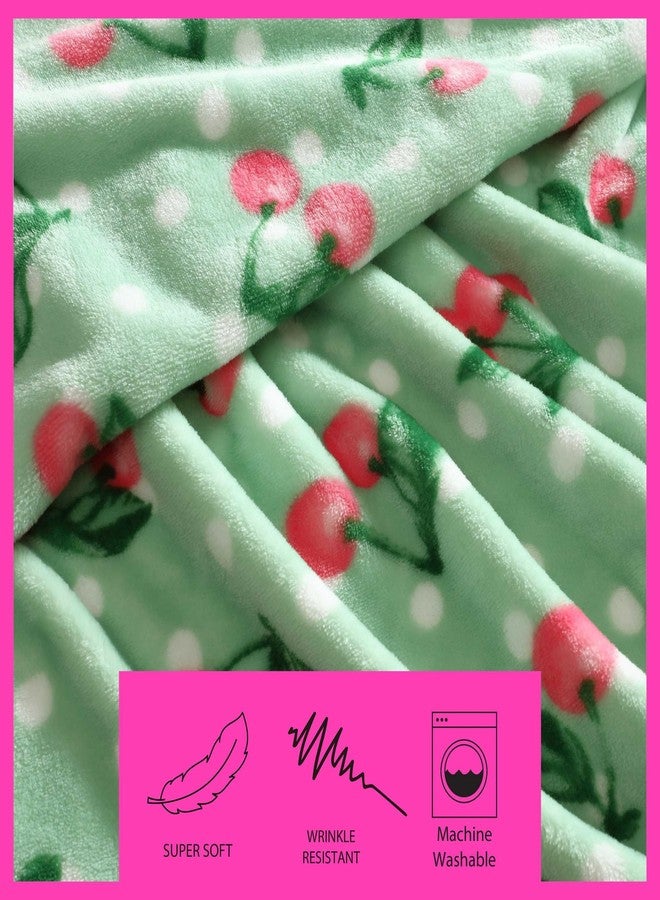 Betsey Johnson - Blanket, Buttery-Soft Throw Blanket for Couch or Bed, Boldly Plush & Oversized Bedding, Halloween Decor (Cherry Dots Green, 50" x 70") - Image 4