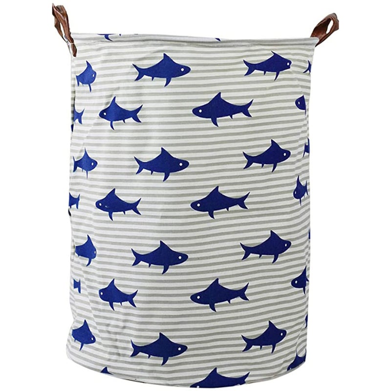 SOLARAE Large Storage Bin, Baskets, Open Storage Case, toys Storage Laundry Hamper Organizer for Box & Bins Nursey Baby Gift, Waterproof Storage Box Collapsible Toy Basket Shark Pattern, PE Coating - Image 1