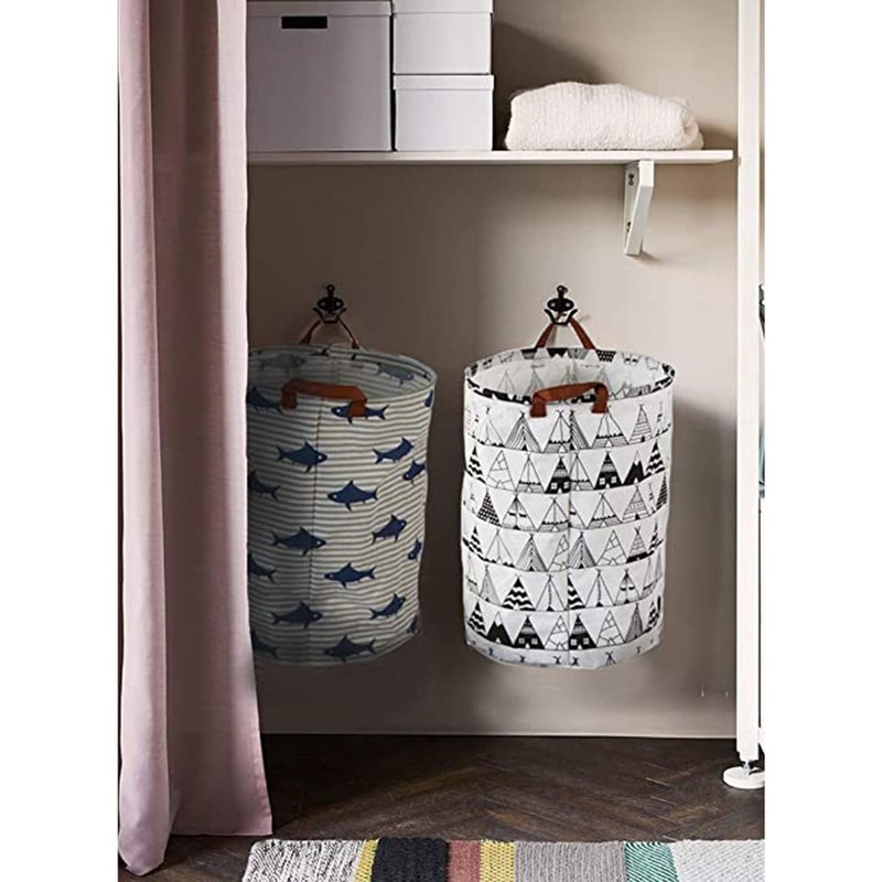 SOLARAE Large Storage Bin, Baskets, Open Storage Case, toys Storage Laundry Hamper Organizer for Box & Bins Nursey Baby Gift, Waterproof Storage Box Collapsible Toy Basket Shark Pattern, PE Coating - Image 2