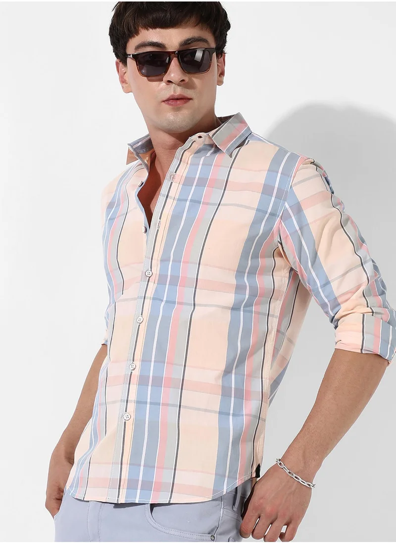 كامبوس سوترا Men's Cotton Plaid Button Up Shirt