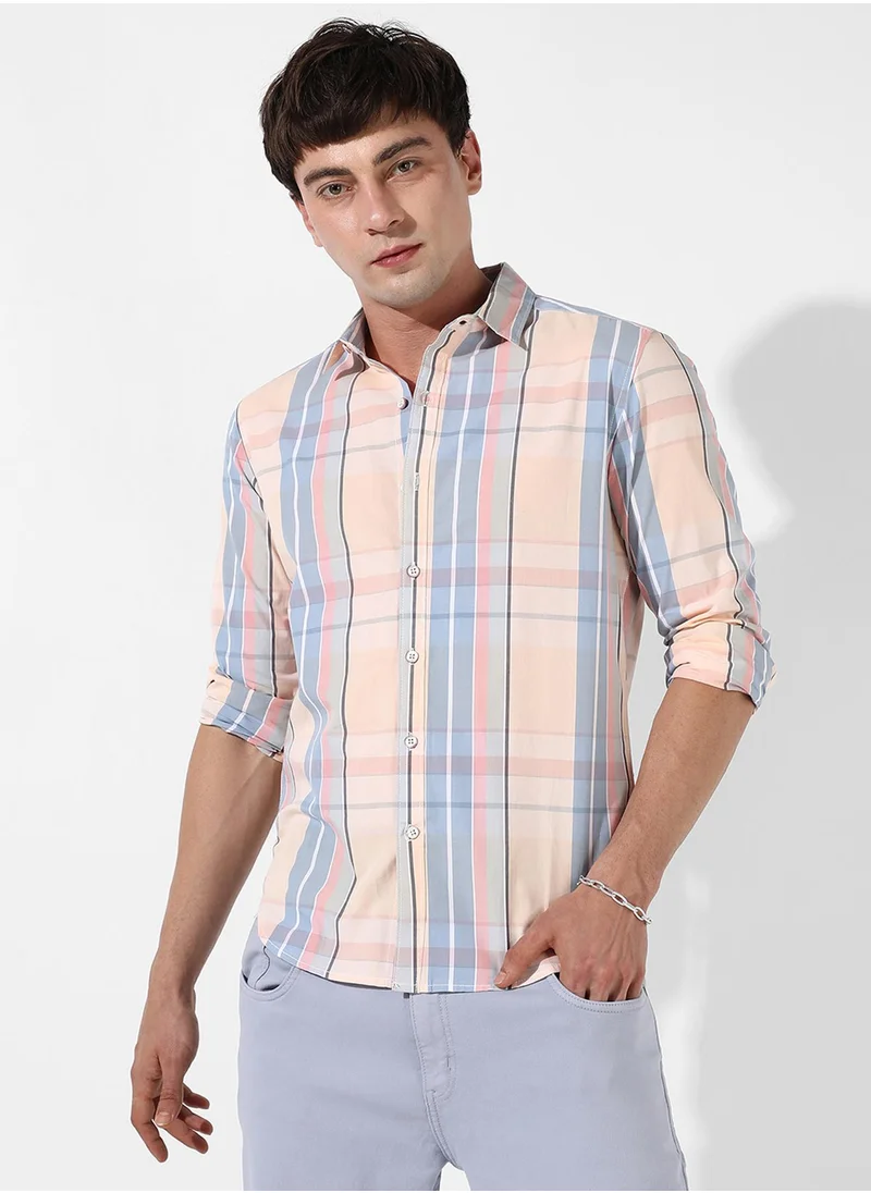 كامبوس سوترا Men's Cotton Plaid Button Up Shirt