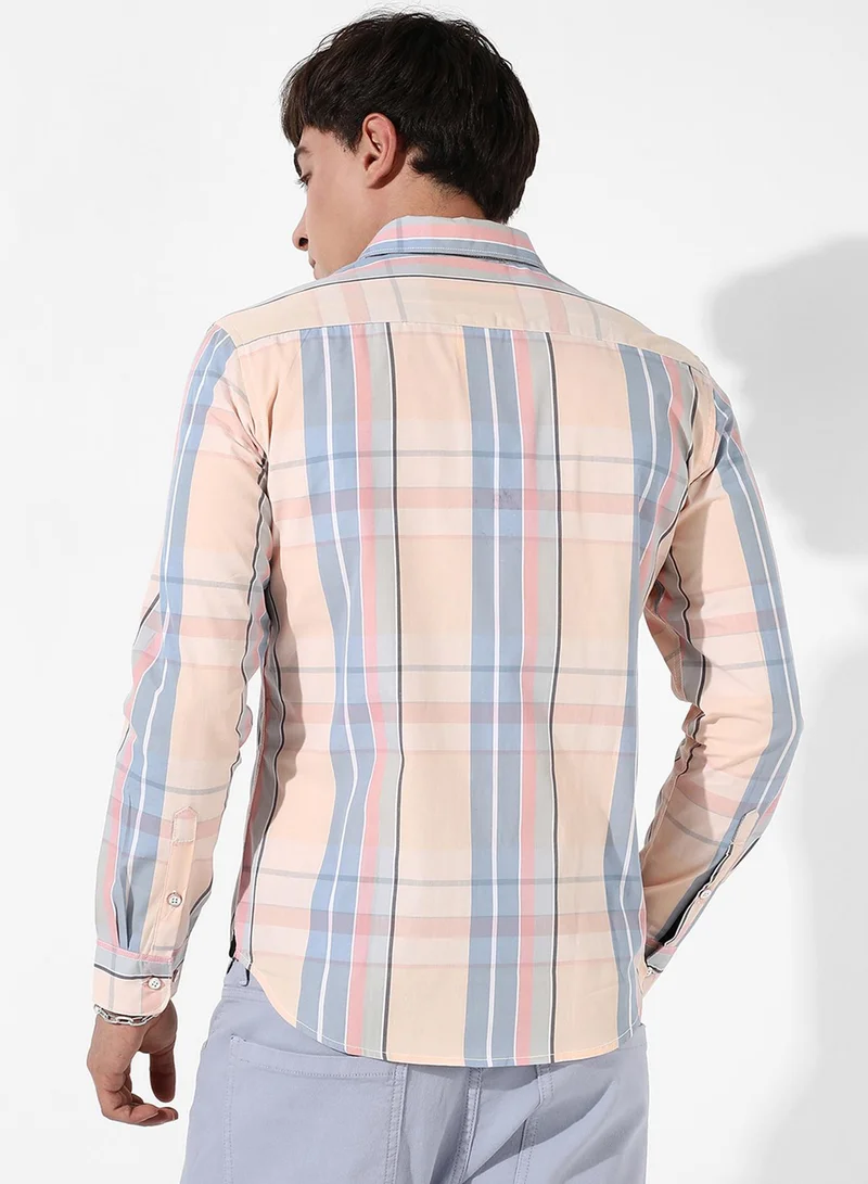 Campus Sutra Men's Cotton Plaid Button Up Shirt