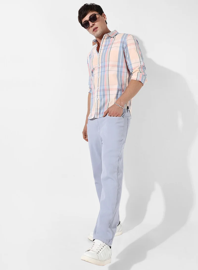 Campus Sutra Men's Cotton Plaid Button Up Shirt