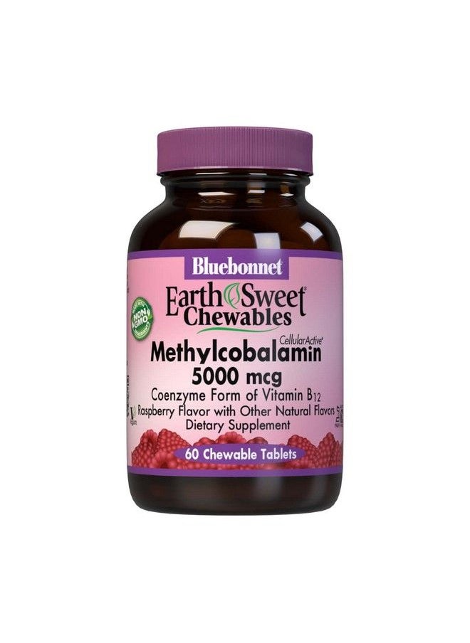 Bluebonnet - Nutrition Earthsweet Chewables Cellular Active Methylcobalamin 5000Mcg Soy Free Gluten Free Non Gmo Kosher Dairy Free Vegan 60 Chewable Tablets 60 Servings Raspberry Flavor - Image 1