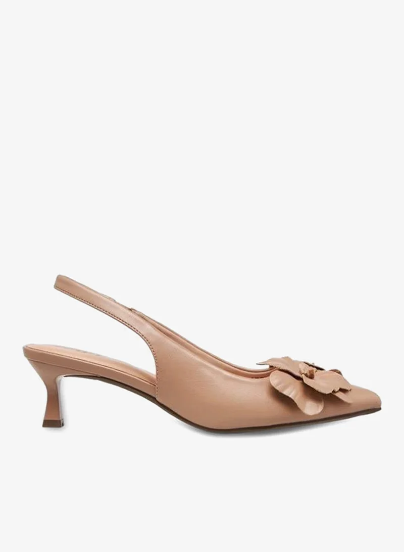 Celeste Women Floral Accent Kitten Heel Slingback Shoes Ramadan Collection