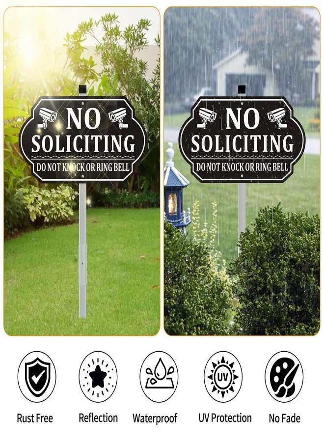 Frohllia No Soliciting Sign for House, No Soliciting Signs for Front Door, Heavy Duty Aluminum Yard Signs with 28-Inch Stake UV Protected Weather Resistant and Easy Install for Lawns Garden (14x7 inches, Black - Image 5