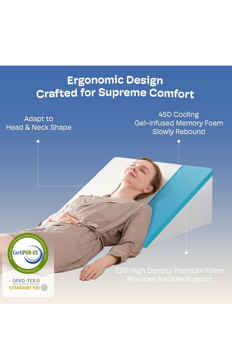 عربست 8 "سرير أسفين وسادة للنوم بعد الجراحة ودعم الرأس - ترجع الحمض ، GERD ، حروق المعدة والإغاثة من الشخير - وسادة دعم رغوة الذاكرة للجلوس والراحة والقراءة - Image 2