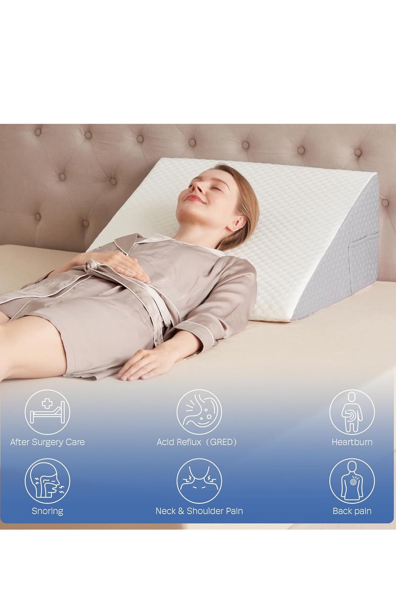 عربست 8 "سرير أسفين وسادة للنوم بعد الجراحة ودعم الرأس - ترجع الحمض ، GERD ، حروق المعدة والإغاثة من الشخير - وسادة دعم رغوة الذاكرة للجلوس والراحة والقراءة - Image 3