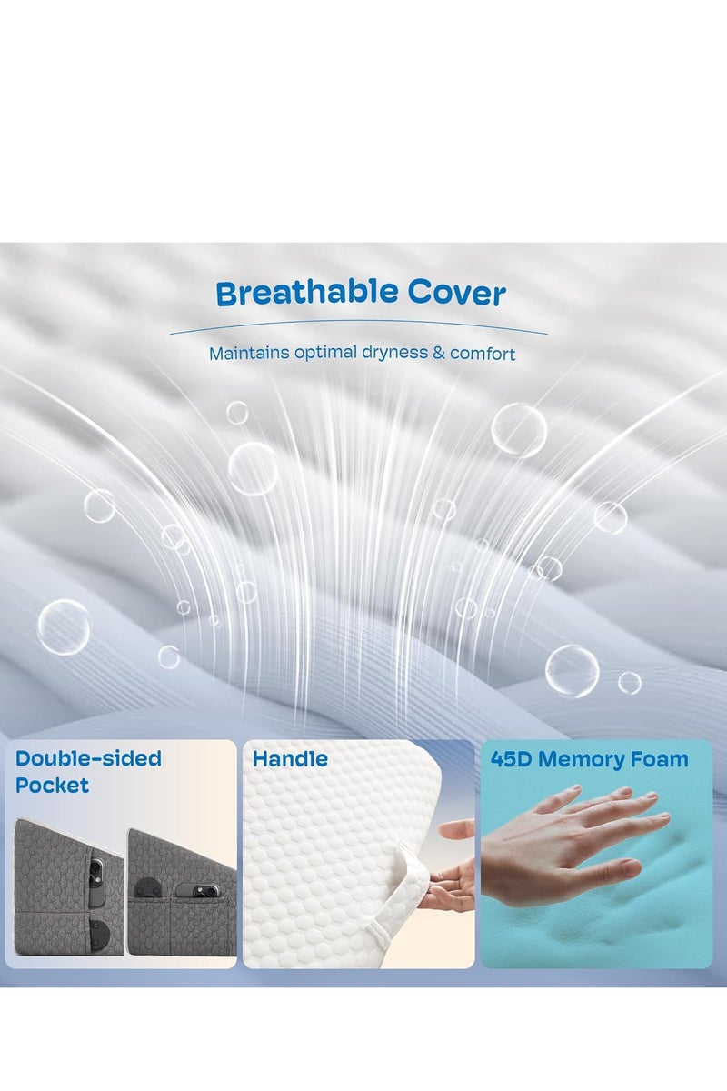 عربست 8 "سرير أسفين وسادة للنوم بعد الجراحة ودعم الرأس - ترجع الحمض ، GERD ، حروق المعدة والإغاثة من الشخير - وسادة دعم رغوة الذاكرة للجلوس والراحة والقراءة - Image 4