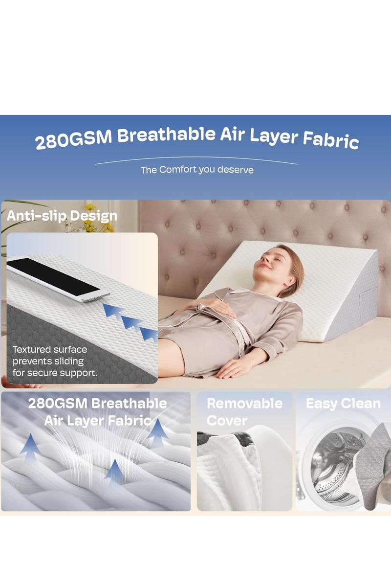 عربست 8 "سرير أسفين وسادة للنوم بعد الجراحة ودعم الرأس - ترجع الحمض ، GERD ، حروق المعدة والإغاثة من الشخير - وسادة دعم رغوة الذاكرة للجلوس والراحة والقراءة - Image 5