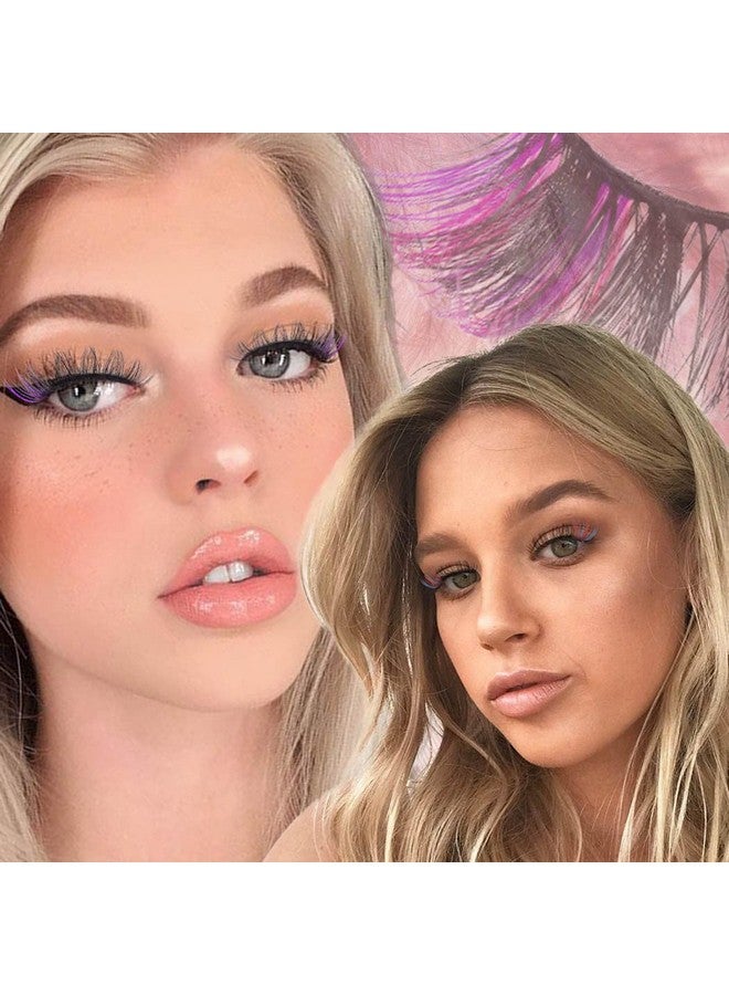 Uranian False Eyelashes Colored Fluffy Faux Mink Lashes With Color D Curl Strip Long Eye Lashes 7 Pairs Colorful Lashes Volume Fake Eyelashes For Women And Girls - Image 5