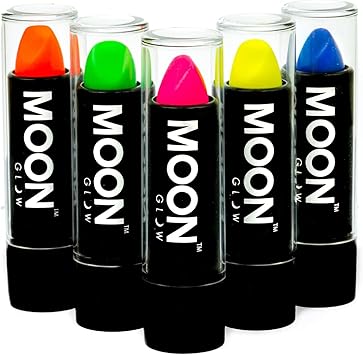 Moon Glow Neon UV Lipstick by Moon Glow Intense set of 5 colours Bright Neon Coloured Lipstick Glows under UV - Image 1
