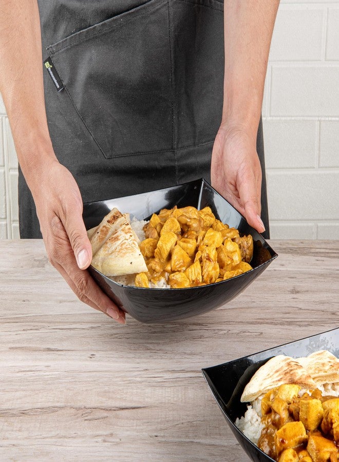 Restaurantware Moderna 64 Ounce Fancy Plastic Bowls 10 Square Disposable Salad Bowls - Durable Heavy-duty Black Plastic Bowls For Warm And Cold Foods - Image 4