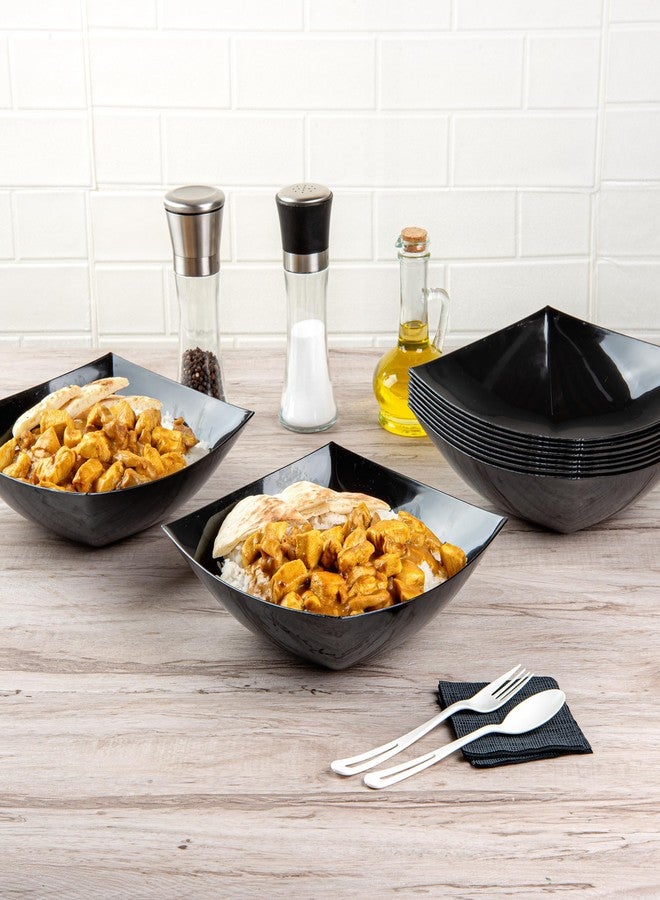 Restaurantware Moderna 64 Ounce Fancy Plastic Bowls 10 Square Disposable Salad Bowls - Durable Heavy-duty Black Plastic Bowls For Warm And Cold Foods - Image 5