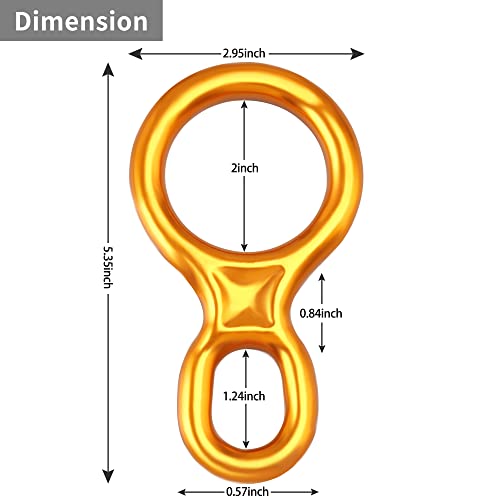 SOB 35KN Rescue Figure 8 Descender Belay Rappel Equipment Belay Rock Climbing Rigging Plate 7075 Aluminum Alloy for Climbing Belaying Rappelling Device, Golden - Image 4