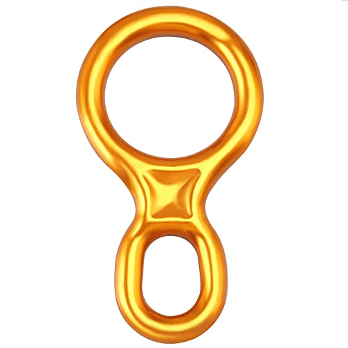 SOB 35KN Rescue Figure 8 Descender Belay Rappel Equipment Belay Rock Climbing Rigging Plate 7075 Aluminum Alloy for Climbing Belaying Rappelling Device, Golden - Image 1