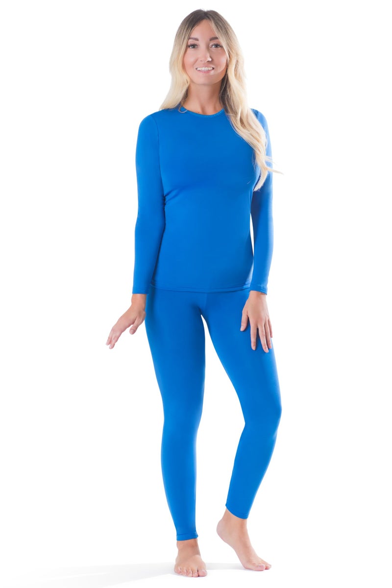 Rocky thermal underwear women long johns womens thermals top bottom set fleece lined under wear clothes base layer thermals women cold weather winter ski Blue Medium