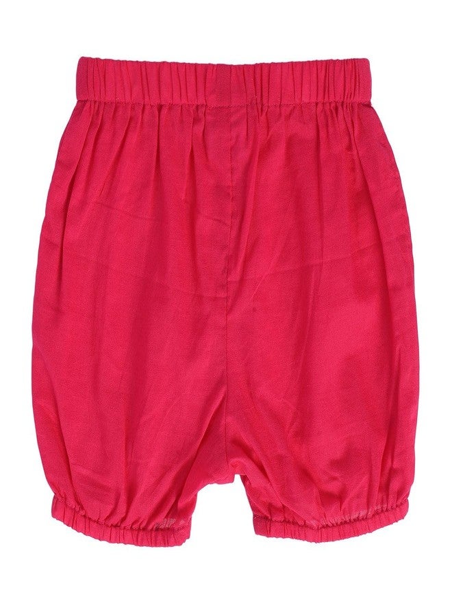 miniklub Baby Frill Neck Above Knee Length Knitted Cotton Red Color Dress With Bloomer (3-6M) - Image 4