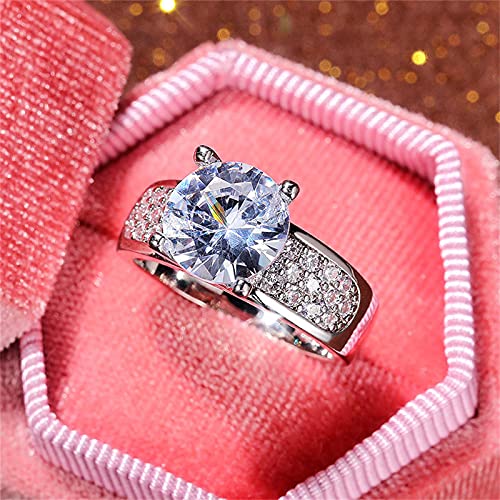 RKKOJJO 925 Sterling Silver Shiny Gem Ring Cubic Zirconia Rings CZ Diamond Multi Row Ring Eternity Engagement Wedding Band Ring for Women (US Code 7) - Image 5