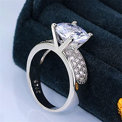 RKKOJJO 925 Sterling Silver Shiny Gem Ring Cubic Zirconia Rings CZ Diamond Multi Row Ring Eternity Engagement Wedding Band Ring for Women (US Code 7) - Image 4
