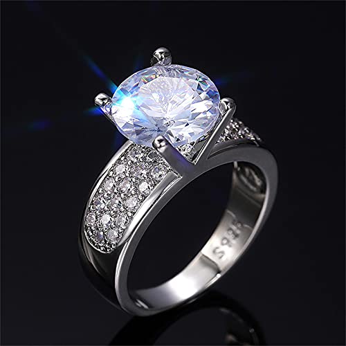 RKKOJJO 925 Sterling Silver Shiny Gem Ring Cubic Zirconia Rings CZ Diamond Multi Row Ring Eternity Engagement Wedding Band Ring for Women (US Code 7) - Image 3