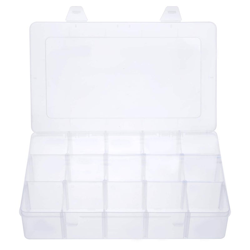 Gospire 15 Large Grids Clear Plastic Jewelry Box Organizer Storage Container with Removable Dividers 15 Grids  Clear