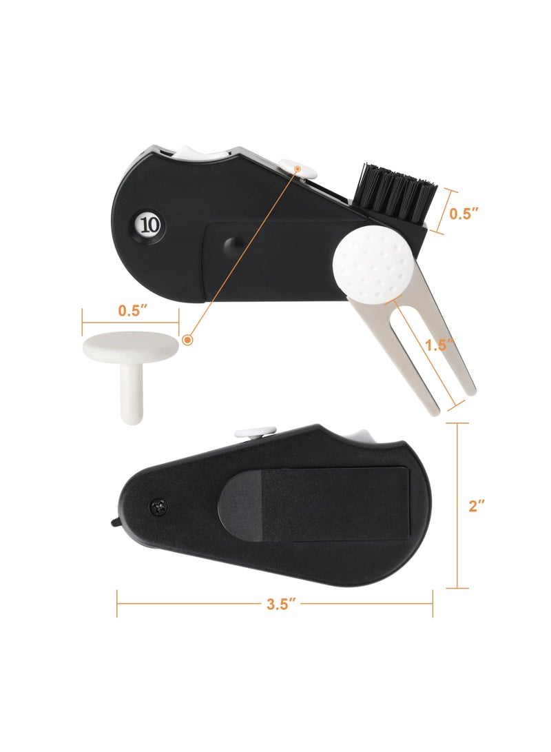 SOLARAE Golf Club Brush, 2 Pack Golf Multi-Tool Foldable 5 in 1 Golf Tool with Divot Tool, Stroke Score Counter, Ball Marker, and Groove Cleaner, Portable Golf Accessories Tool with Clip, Cleaning Tools - Image 4