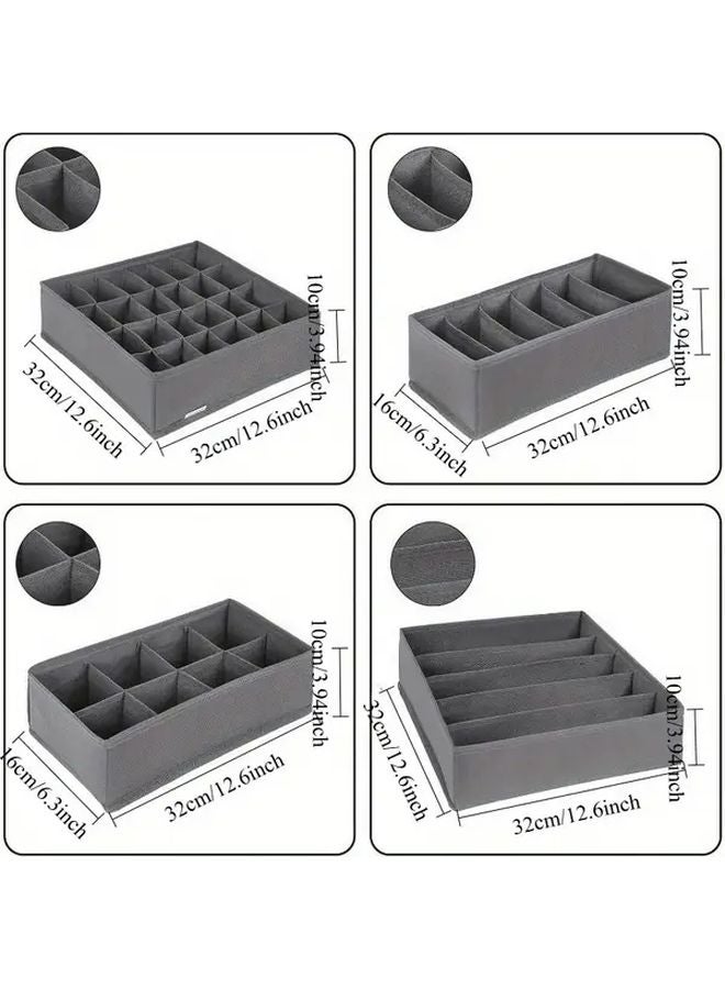 Foldable Drawer Organizer Set For Bras Socks Ties Grey Closet Storage System - Image 3