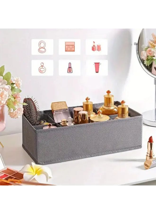 Foldable Drawer Organizer Set For Bras Socks Ties Grey Closet Storage System - Image 5