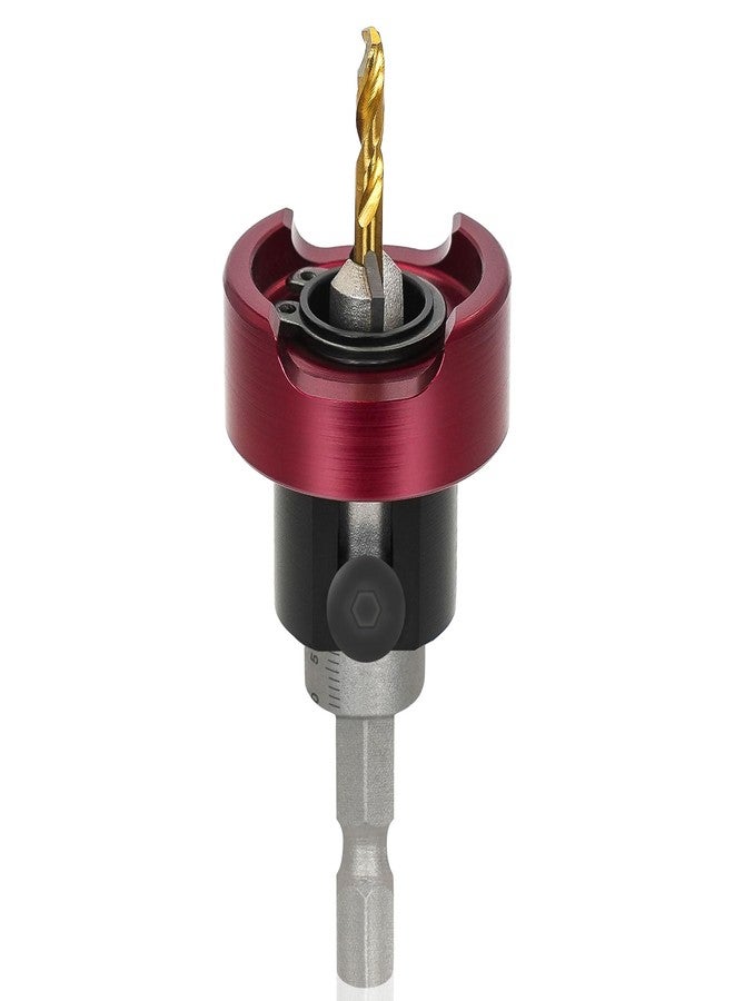 KEENTECH Carbide Tipped 82° Countersink Drill Bit with Depth Stop, 3/8" Dia x 1/8" Drill Diameter x 1/4" Shank, Adjustable Depth Stop with Ball Bearing for High Fine Finish on Softwood and Hardwood - Image 1