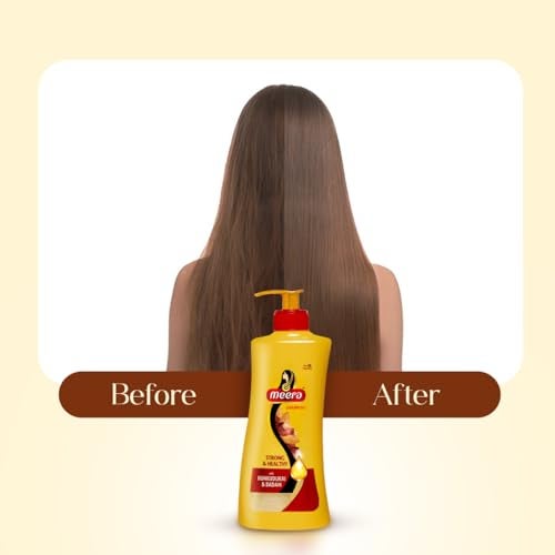 Meera Strong and Healthy Shampoo, With Goodness Of Kunkudukai and Badam, For Men And Women ,650ml, Yellow (MSAM0650SNH01R) - Image 5