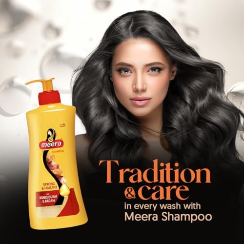 Meera Strong and Healthy Shampoo, With Goodness Of Kunkudukai and Badam, For Men And Women ,650ml, Yellow (MSAM0650SNH01R) - Image 3